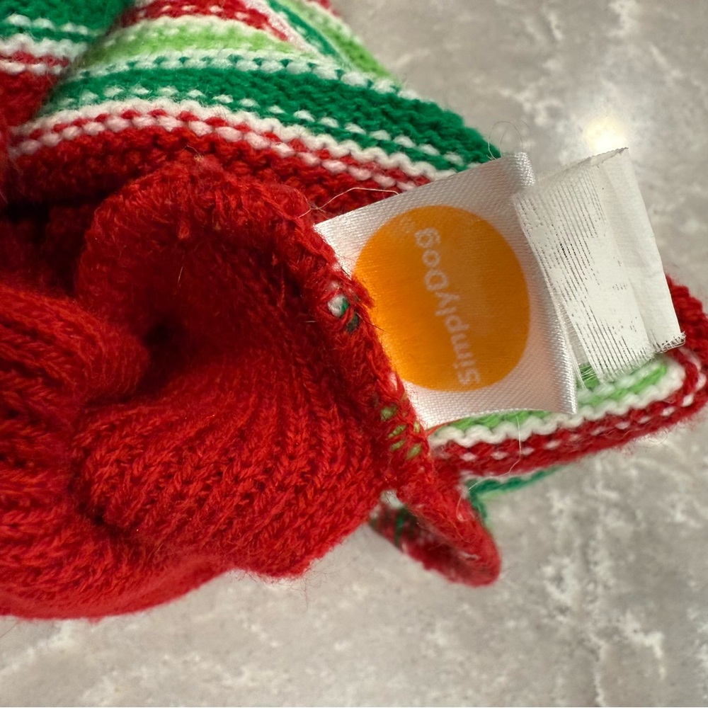 SimplyDog Christmas Dog Sweater Size M Red Green Striped Bone - Picture 4 of 8